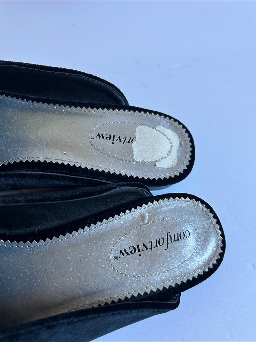 comfortview Black Velvet Slip-On Mules with Crystal Band - Picture 6 of 8
